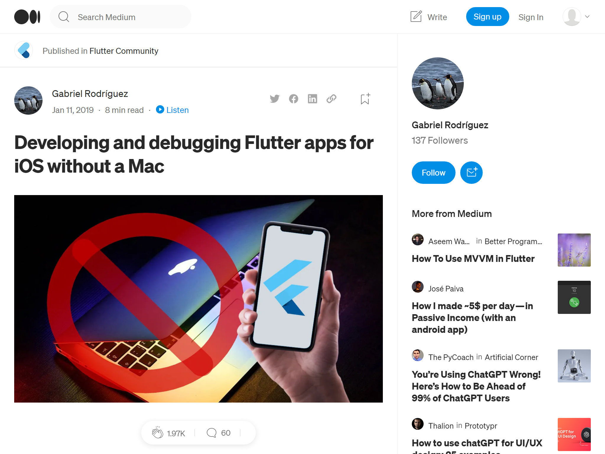 Developing and debugging Flutter apps for iOS without a Mac