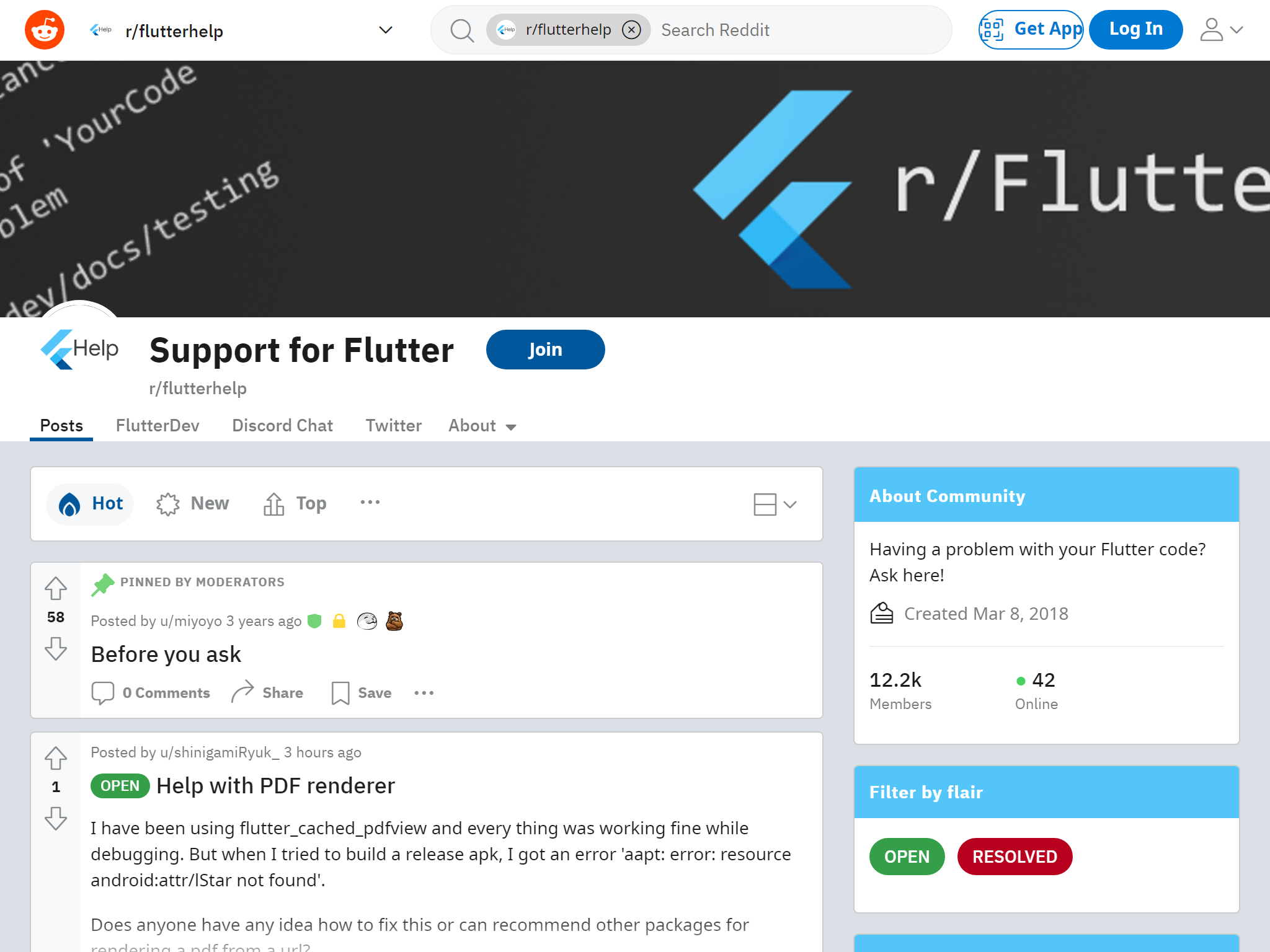 Reddit Flutter