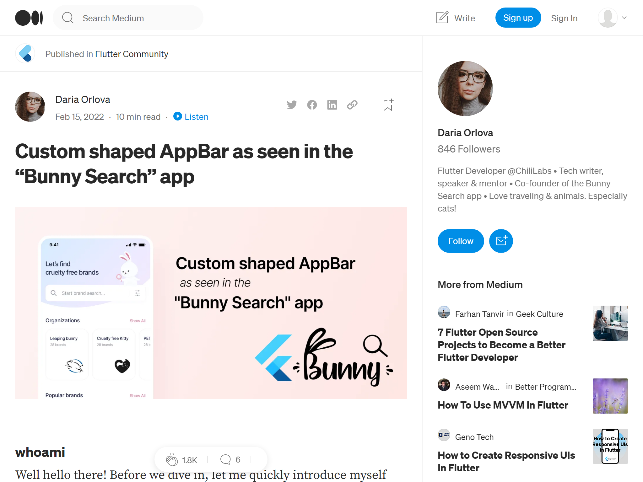 Custom shaped AppBar as seen in the “Bunny Search” app